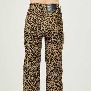Levi's corduroy leopard print ribcage high rise straight leg pants